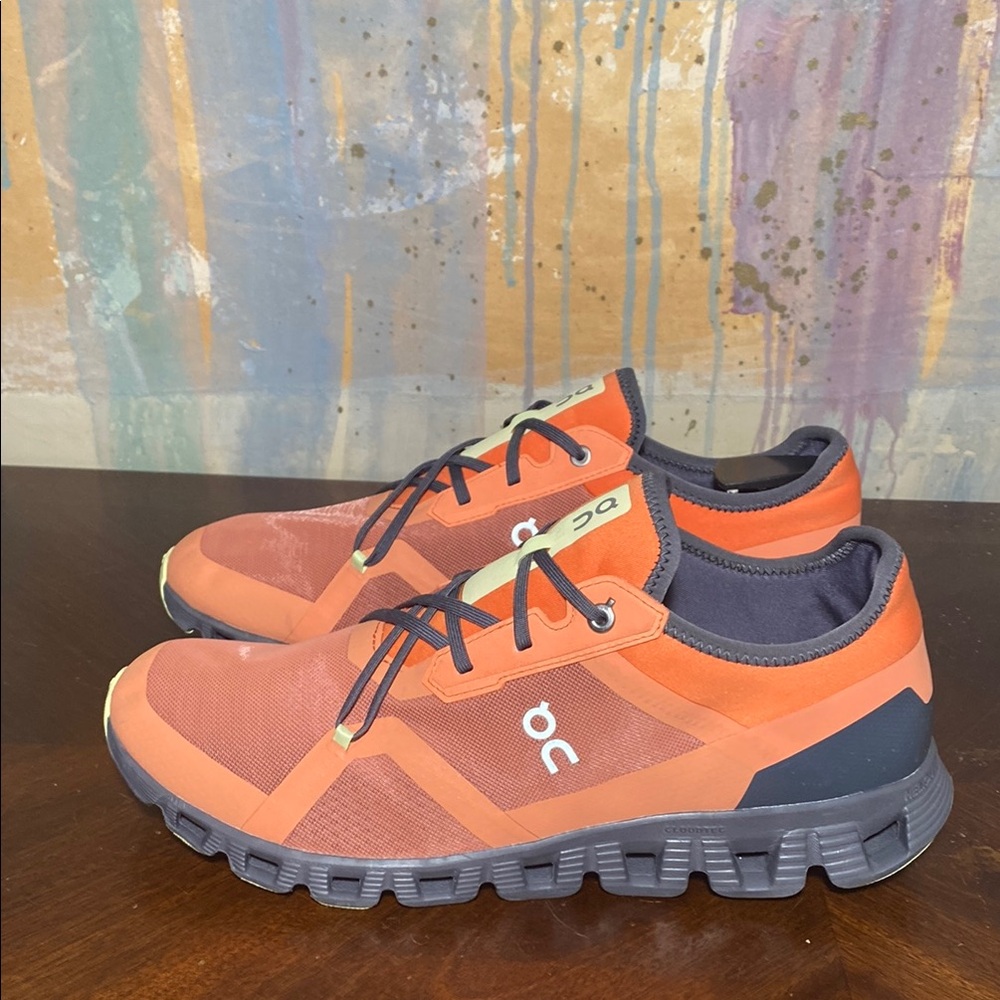 On Cloud Mens 10 Cloud X 3 AD Running Shoes Orange/Shadow/Black
